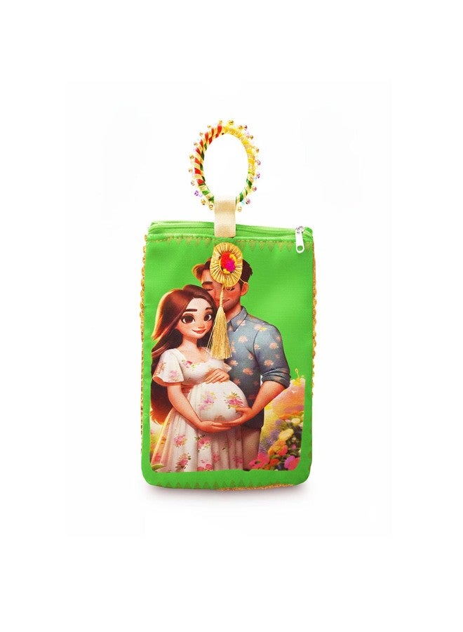 TAVASYA Traditional Potli Gift Bags with Zip & Bangle Handle - Pack of 10 - Baby Shower Design| Return Gift Bags for Weddings, Pooja, Baby Shower, Housewarming, Festivals & Functions - Image 4